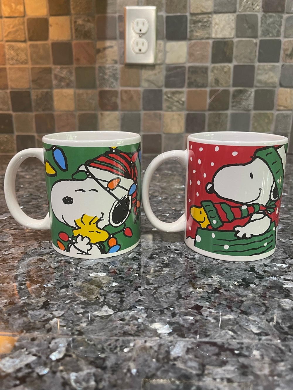 Peanuts Holiday Snoopy Mug Set - Green and Red 3 3/4 in.